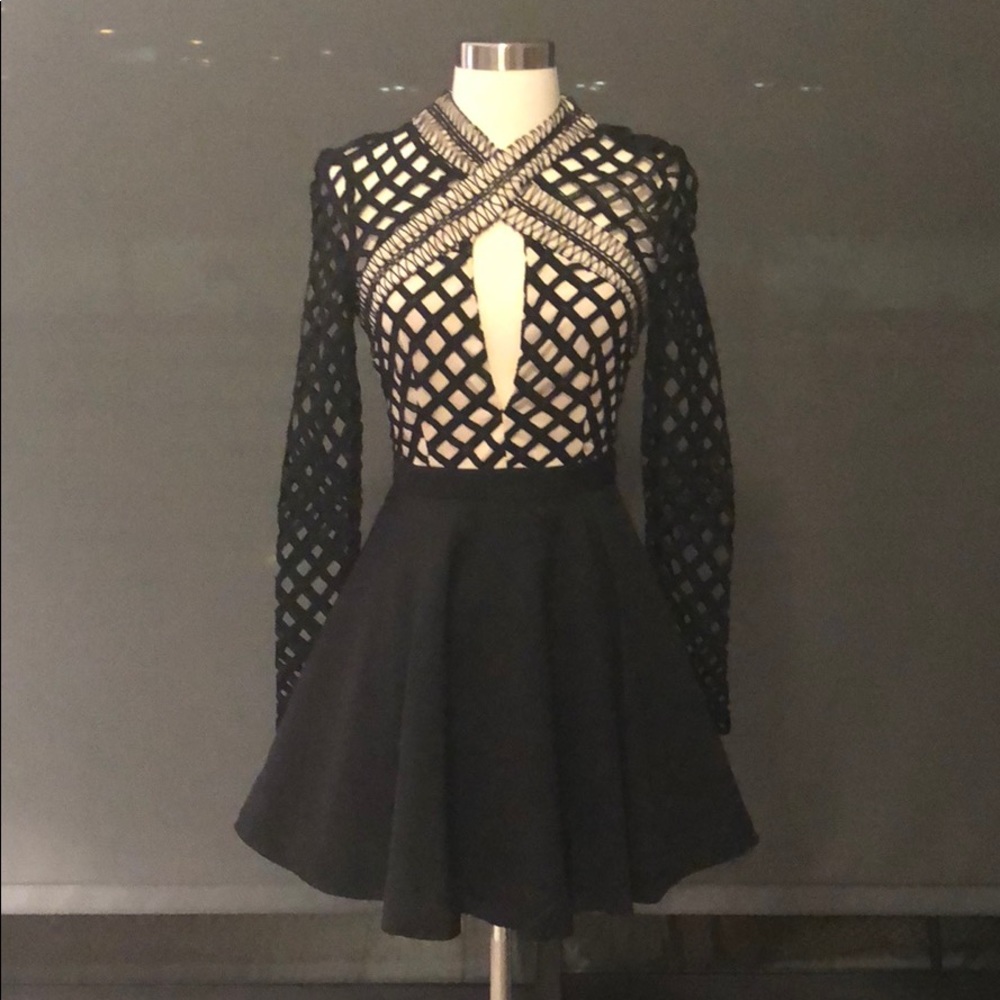 Misguided lace cross front skater dress